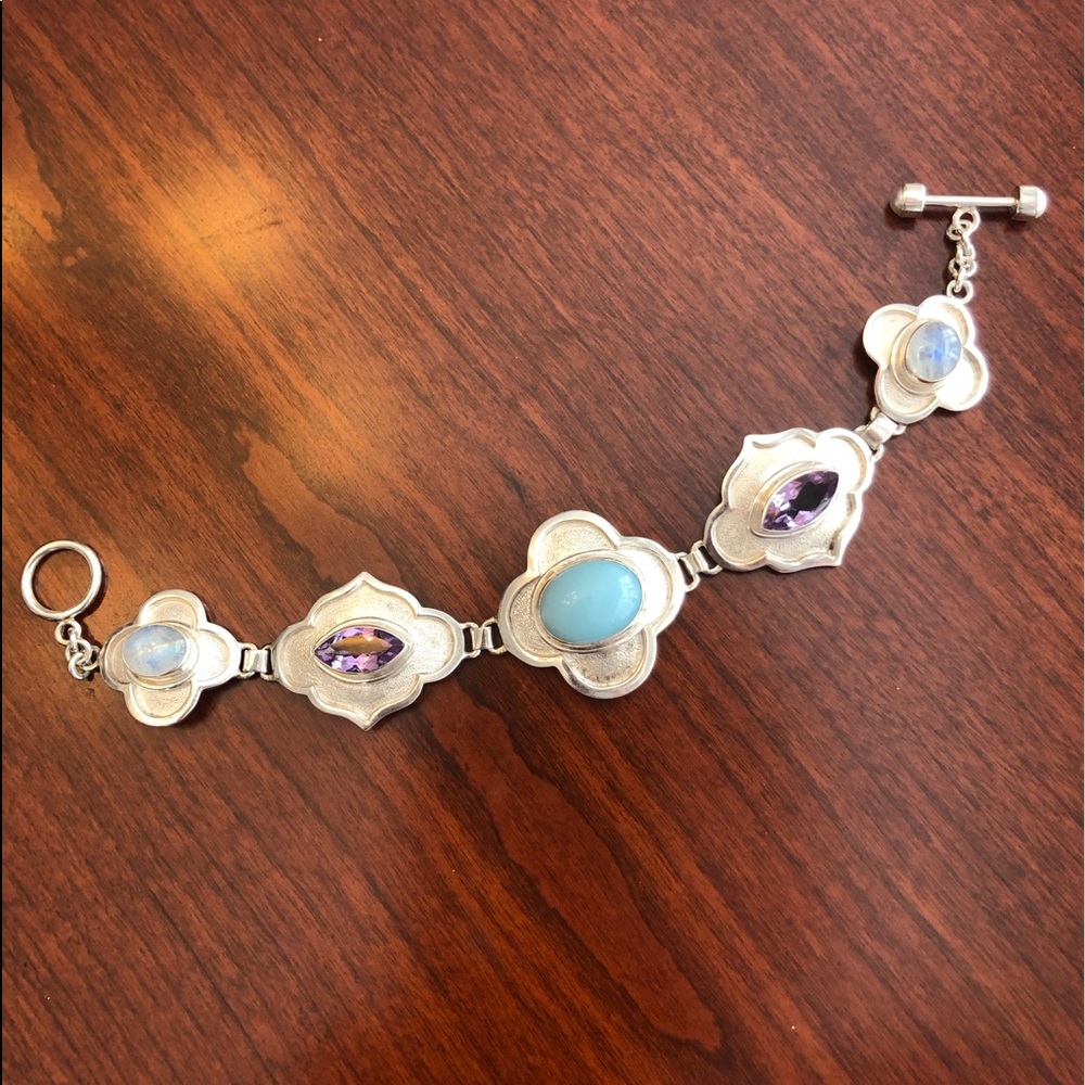 Sterling Silver Unique Multi Stone Bracelet